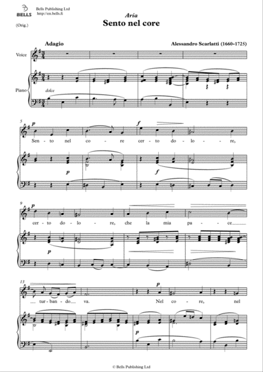 Sento nel core (Original key. E minor) Voice Solo scores gallery preview page 1