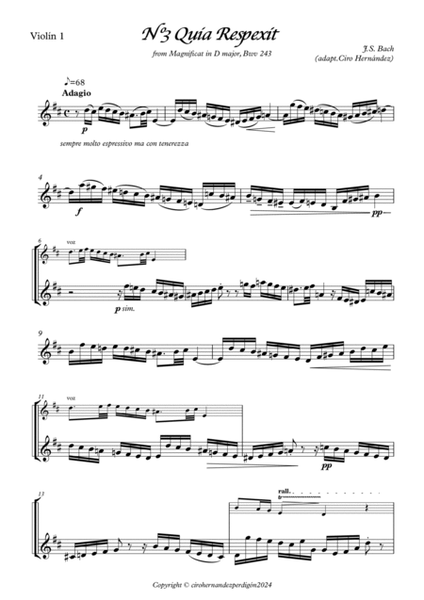 Quia Rexpexit for string quartet and soprano from Magnificat BWV 243