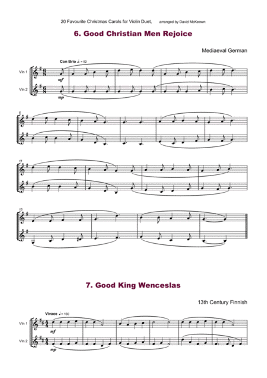 20 Favourite Christmas Carols for Violin Duet String Duet scores gallery preview page 6
