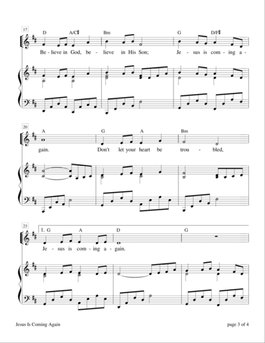 Jesus Is Coming Again Piano, Vocal, Guitar scores gallery preview page 3