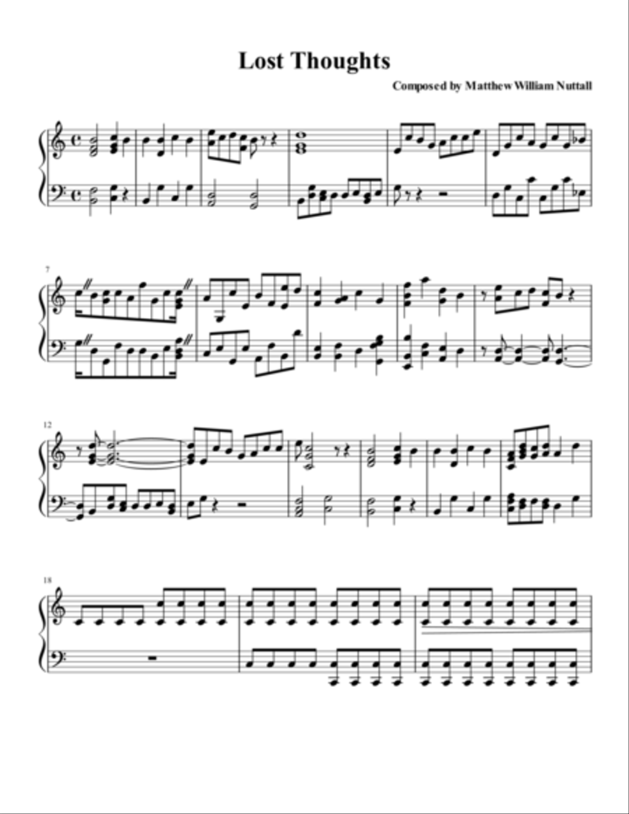 Lost Thoughts Piano Solo scores gallery preview page 1