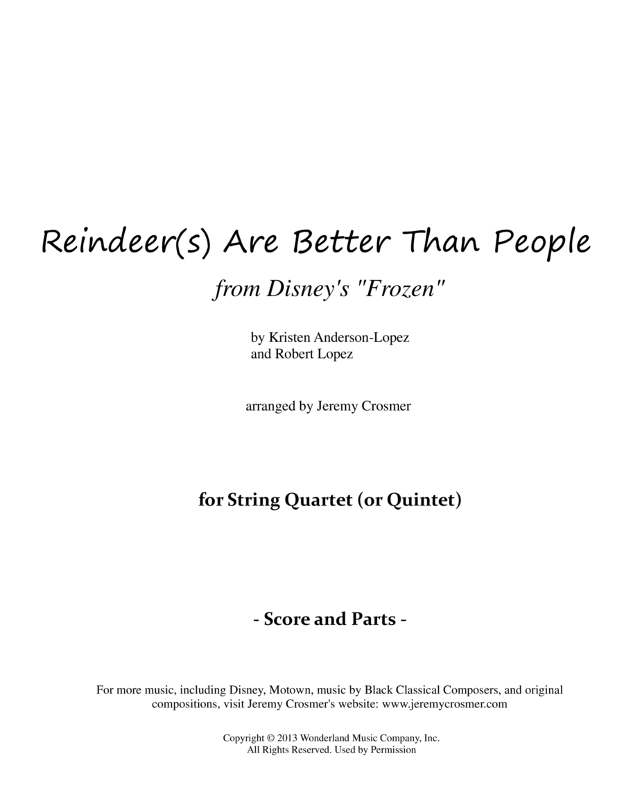 Reindeer(s) Are Better Than People String Quartet scores gallery preview page 1