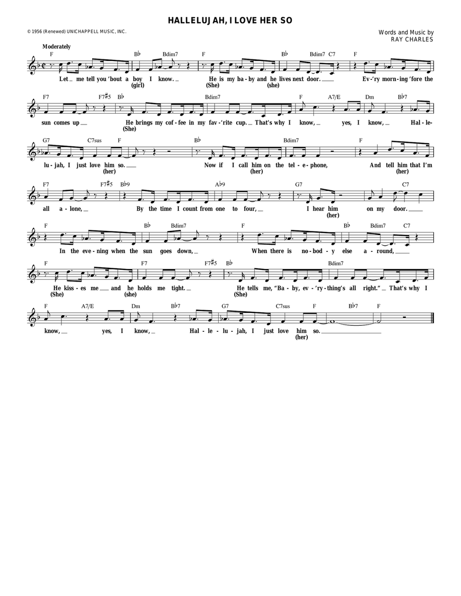 Hallelujah, I Love Her So Electric Guitar scores gallery preview page 1