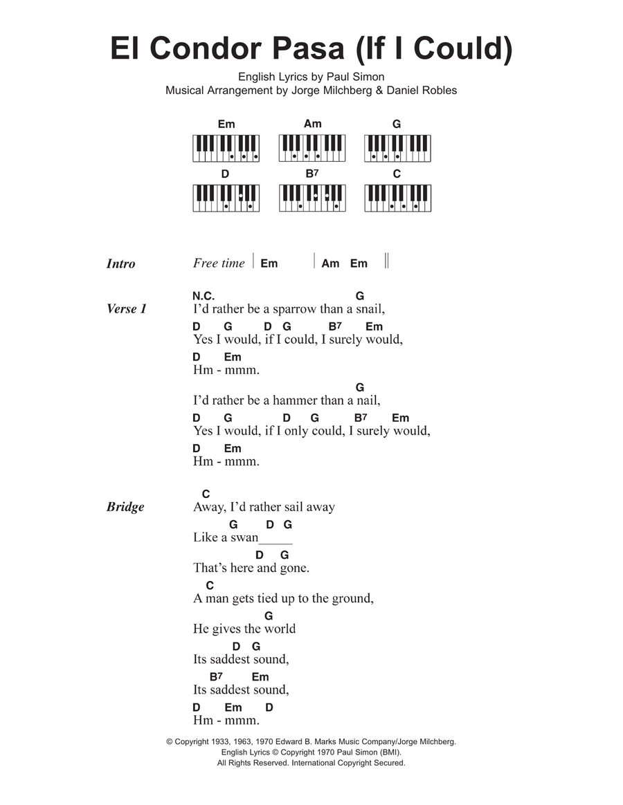 El Condor Pasa (If I Could) Piano Solo scores gallery preview page 1