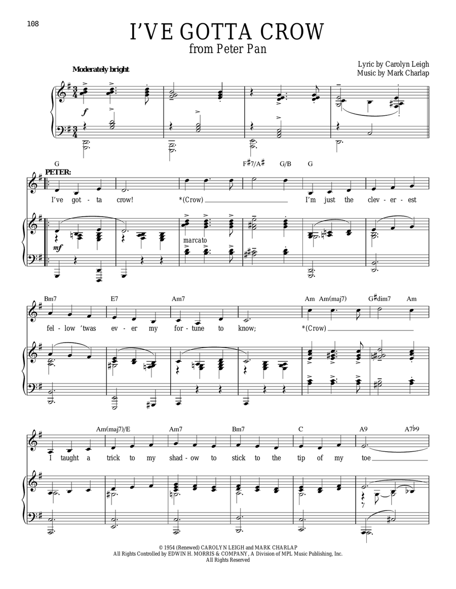 I've Gotta Crow Piano, Vocal scores gallery preview page 1