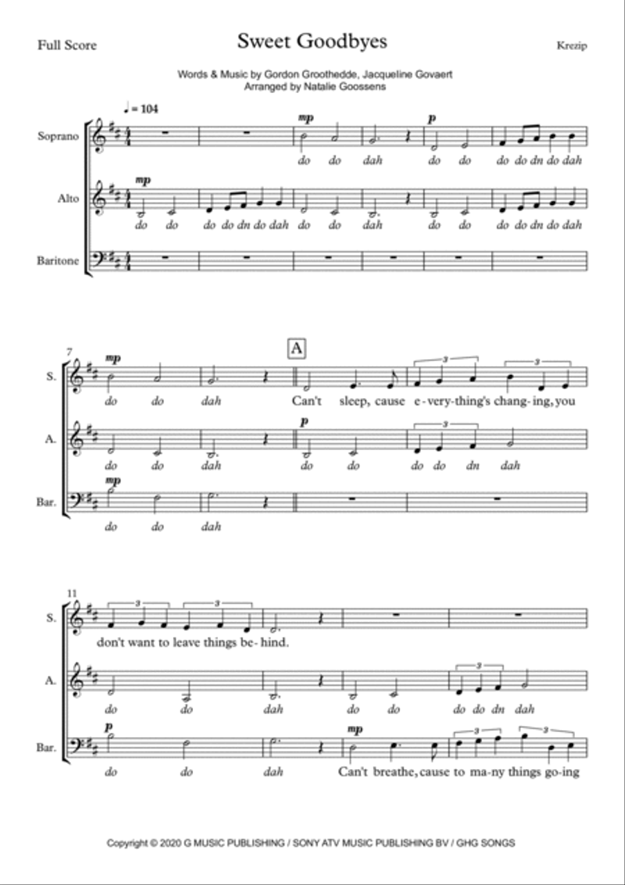 Sweet Goodbyes Sweet Goodbyes 3-Part scores gallery preview page 2
