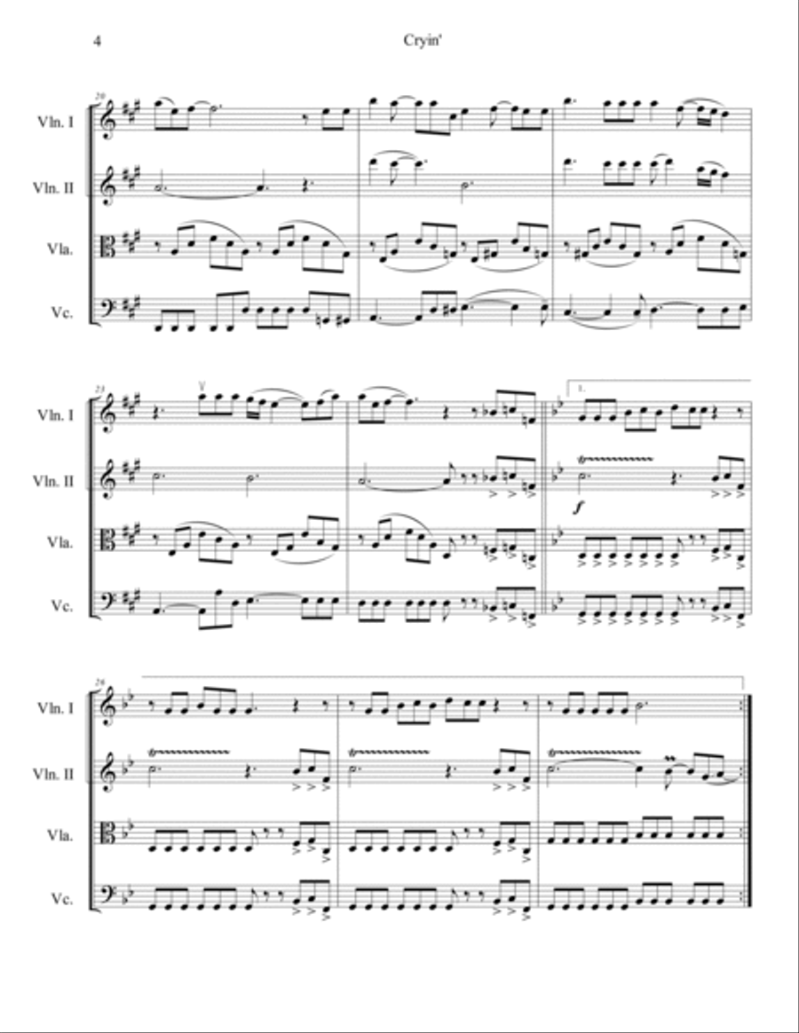 Cryin' Cryin' String Quartet scores gallery preview page 6