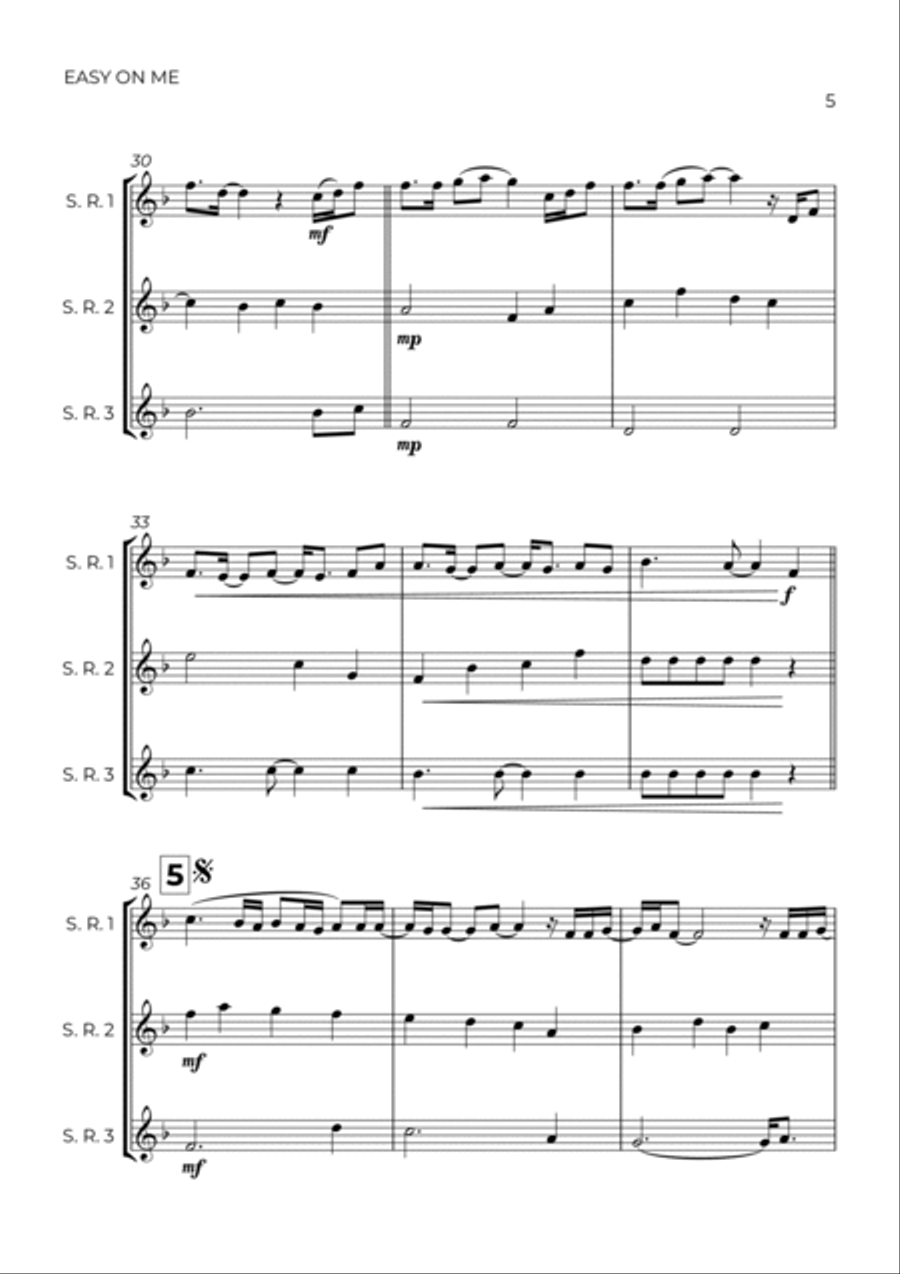 Easy On Me Soprano Recorder scores gallery preview page 5