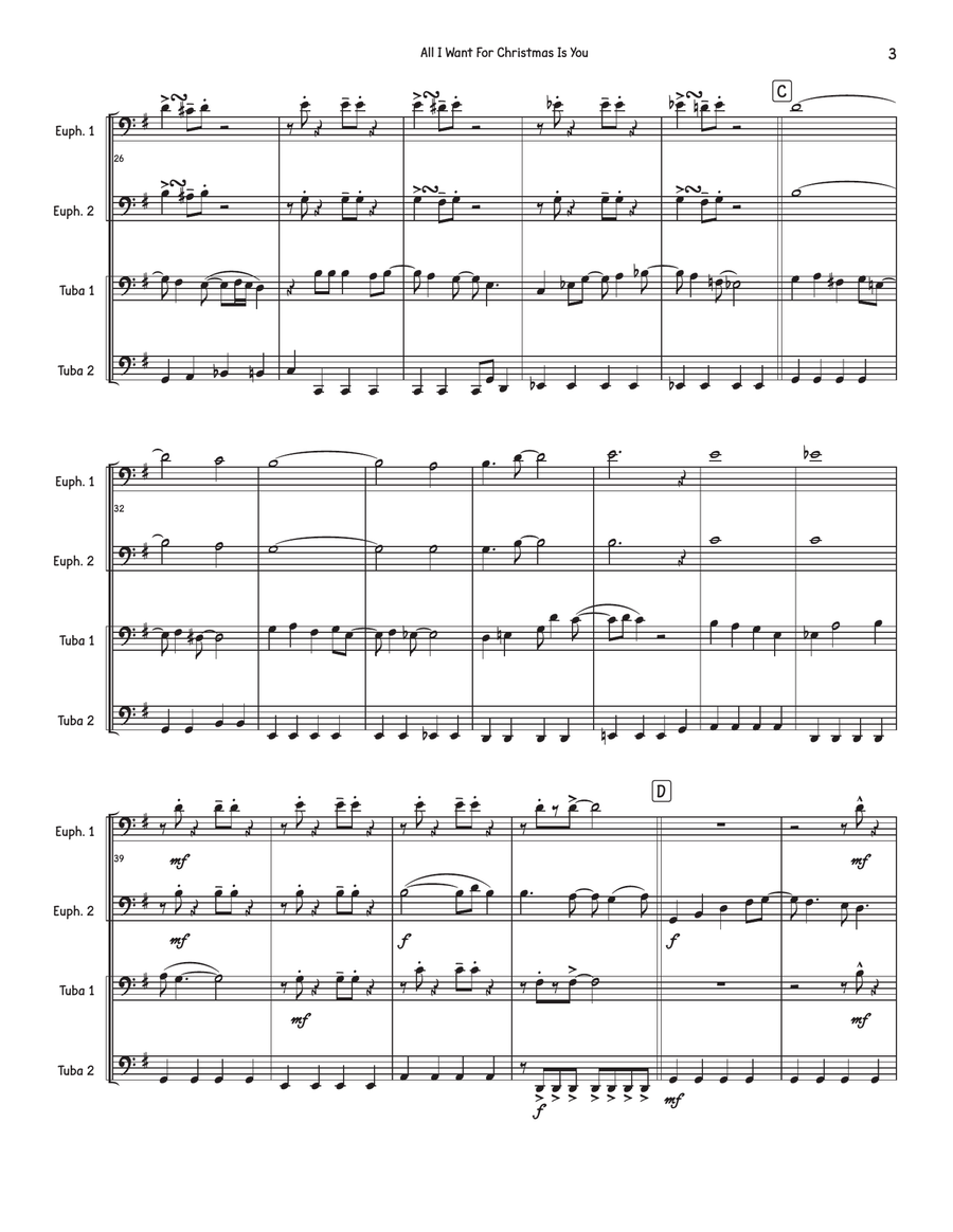 All I Want For Christmas Is You Brass Quartet scores gallery preview page 3