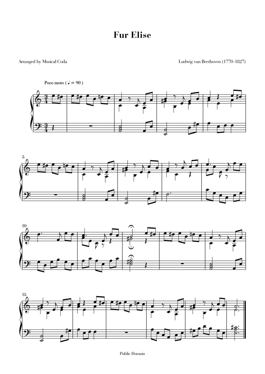 Fur Elise - Piano Piano Solo scores gallery preview page 1