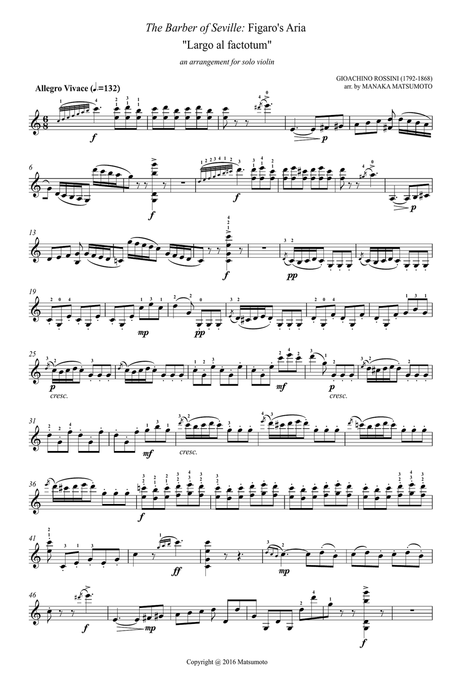 The Barber of Seville - Figaro's Aria for solo violin Chamber Music scores gallery preview page 2