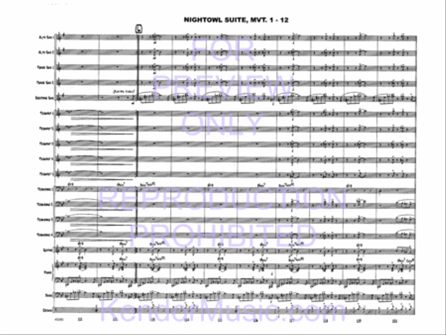 Nightowl Suite, Movement 1 (11 p.m. - Searching For Birdland) Jazz Ensemble scores gallery preview page 14