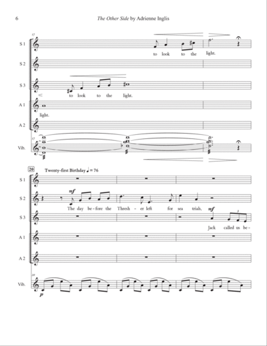 The Other Side for SSAAA and vibraphone/percussion Choir scores gallery preview page 6