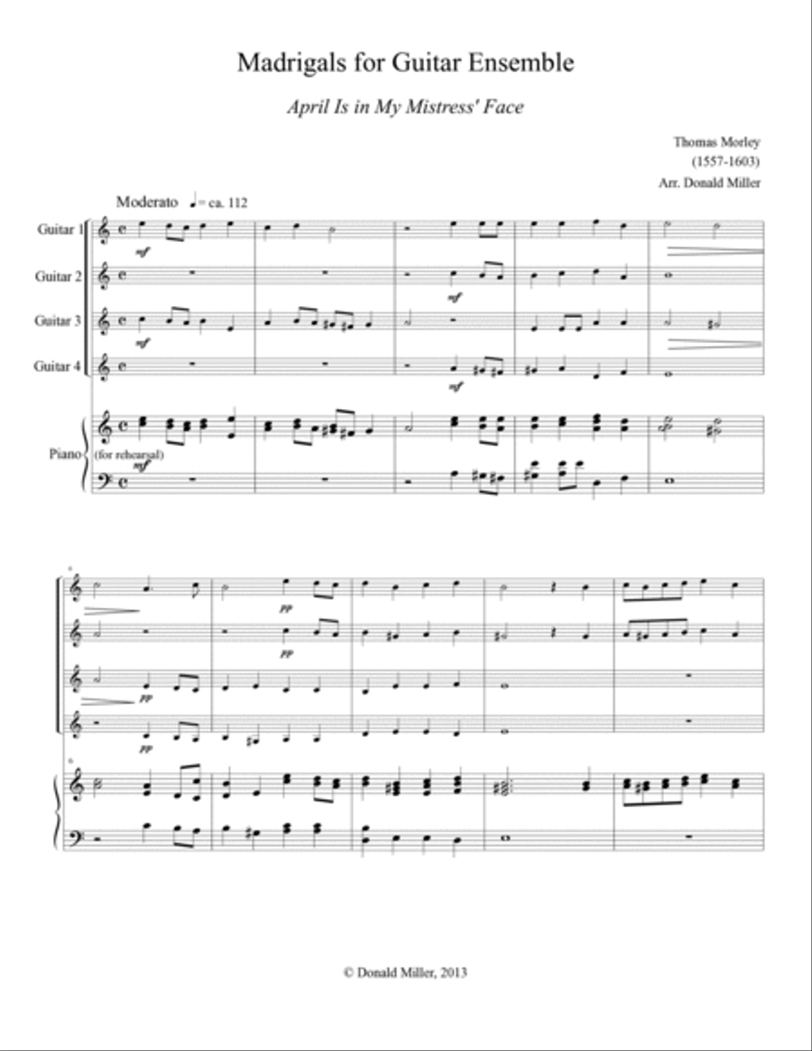 Eight Madrigals for Guitar Ensemble Guitar Ensemble scores gallery preview page 3