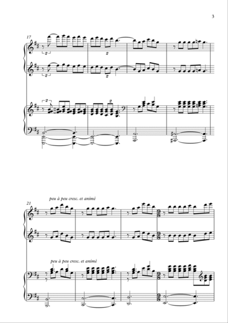 Clair de Lune - 4 hands (D maj) 1 Piano, 4-Hands scores gallery preview page 3