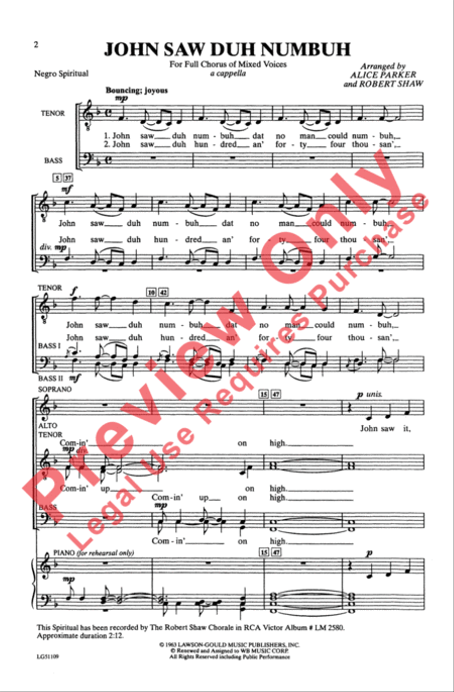 John Saw Duh Numbuh John Saw Duh Numbuh 4-Part scores gallery preview page 2