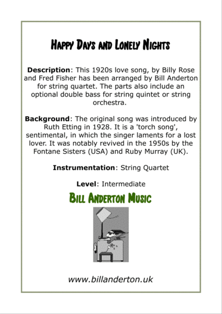 Happy Days And Lonely Nights by Billy Rose String Quintet
