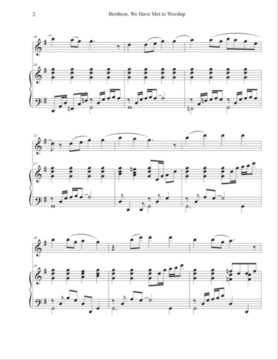 Brethren, We Have Met to Worship (Flute-Piano) Flute Solo scores gallery preview page 2