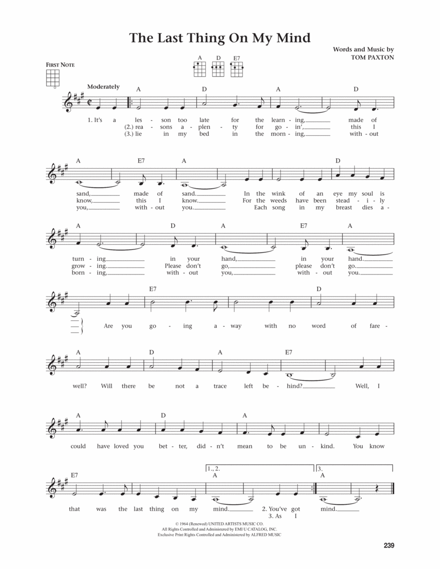 The Last Thing On My Mind (from The Daily Ukulele) (arr. Jim Beloff) Ukulele scores gallery preview page 1