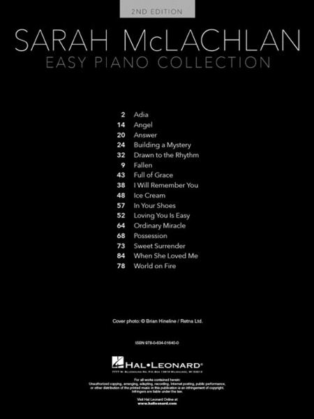 Sarah McLachlan Collection - Easy Piano