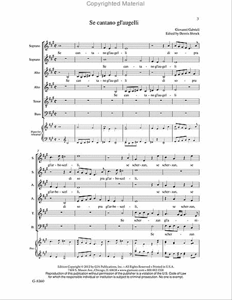 Se cantano gl'augelli Se cantano gl'augelli SSAATB scores gallery preview page 4