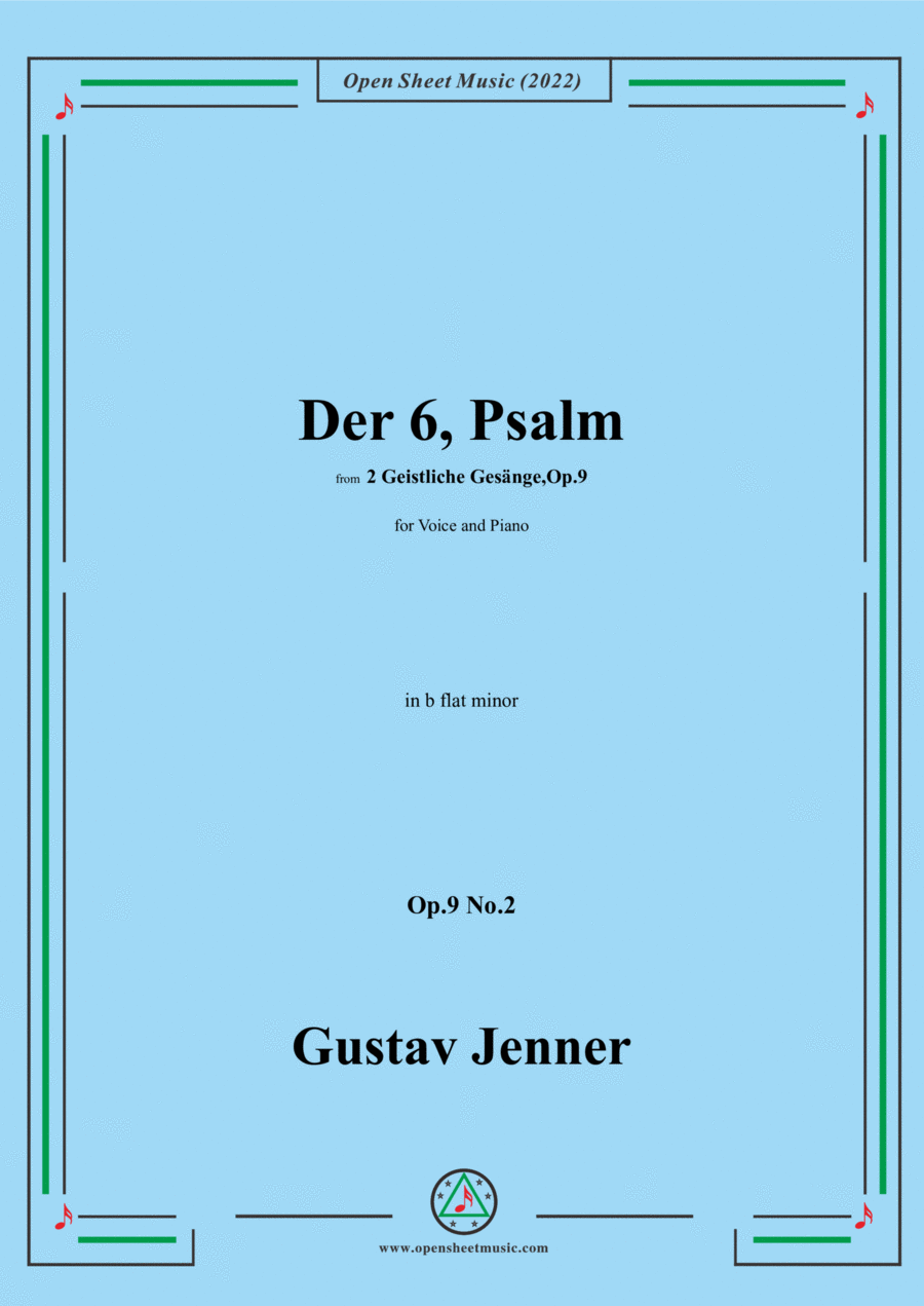 Jenner-Der 6,Psalm,in b flat minor,Op.9 No.2 Voice scores gallery preview page 1