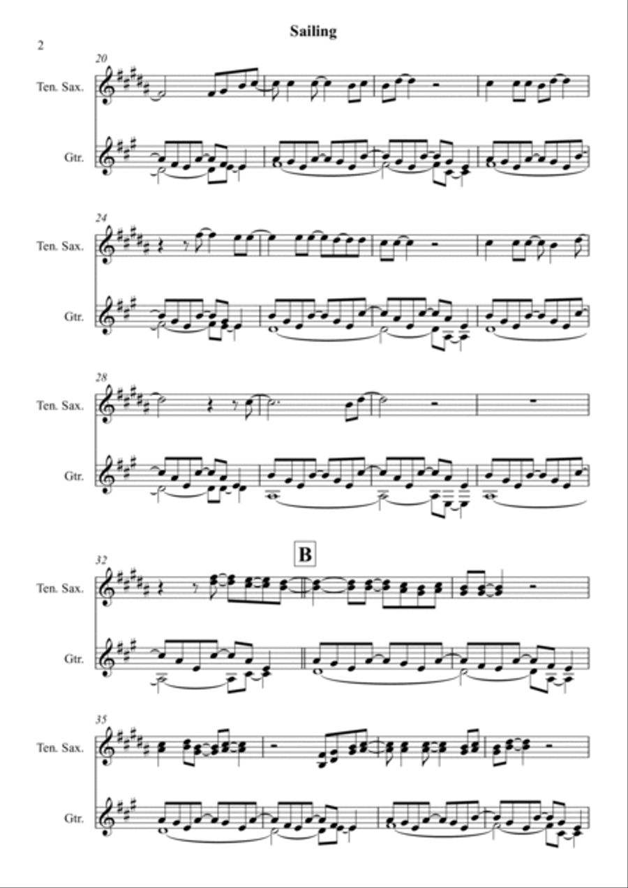 Sailing Tenor Saxophone scores gallery preview page 2