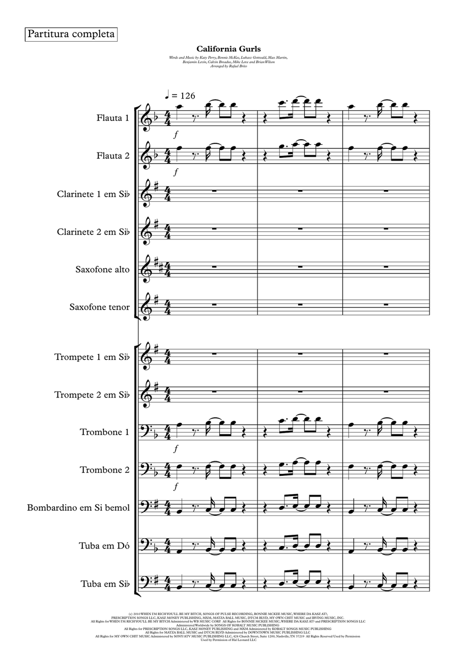 California Gurls Small Ensemble scores gallery preview page 1