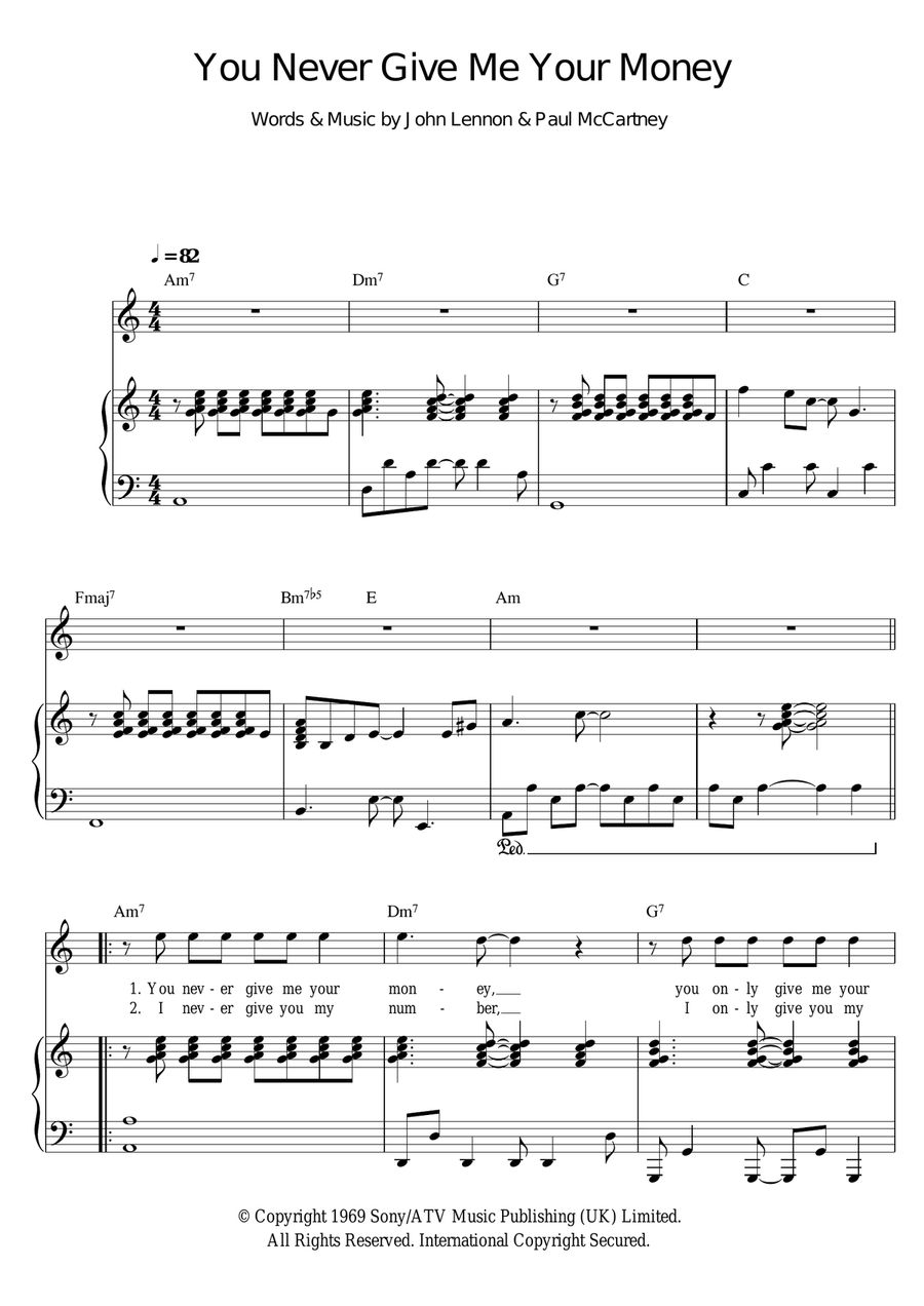You Never Give Me Your Money Piano, Vocal scores gallery preview page 1