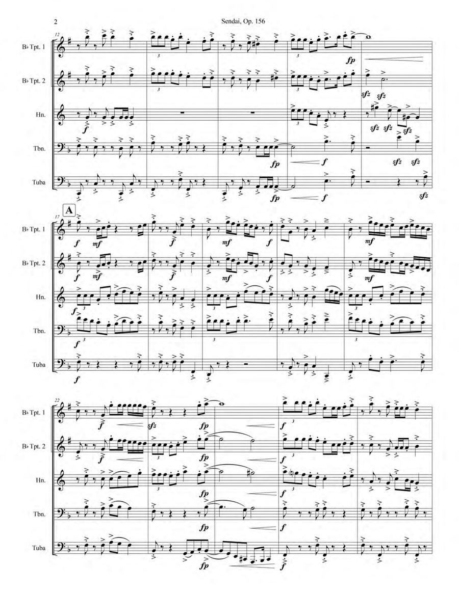 Sendai, Op. 156 Brass Quintet scores gallery preview page 6