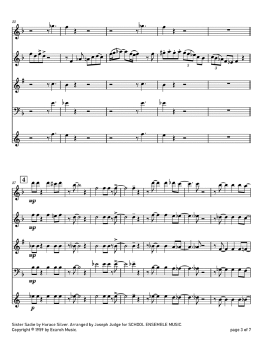 Sister Sadie Woodwind Quartet scores gallery preview page 3