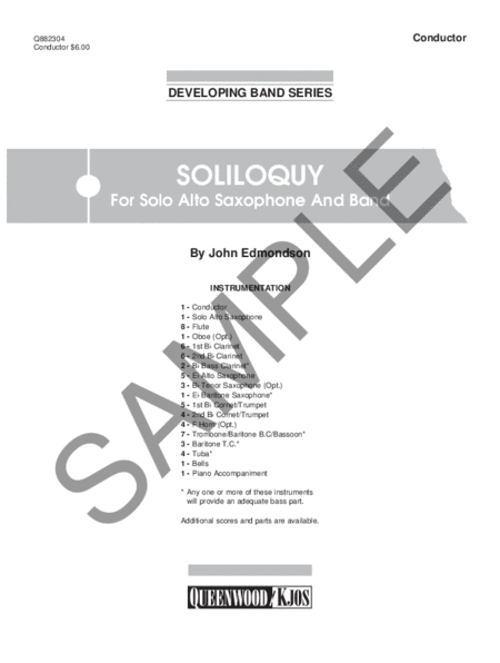 Soliloquy for Alto Saxophone and Band - Score
