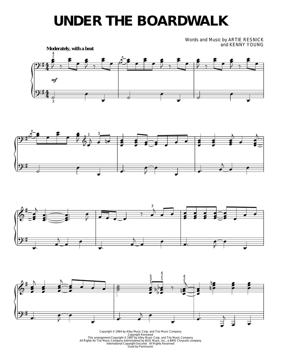 Under The Boardwalk Under The Boardwalk Piano Solo scores gallery preview page 1