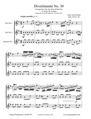 Book cover for Haydn: Divertimento No. 30 for Sax Trio