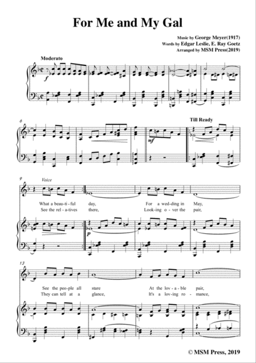 George Meyer-For Me and My Gal,in F Major,for Voice&Piano Voice scores gallery preview page 3