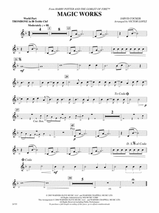 Magic Works (from Harry Potter and the Goblet of Fire): (wp) Bb Trombone T.C. 1