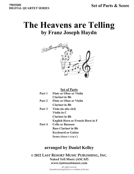 The Heavens Are Telling for String Quartet or Wind Quartet (Mixed Quartet, Clarinet Quartet)