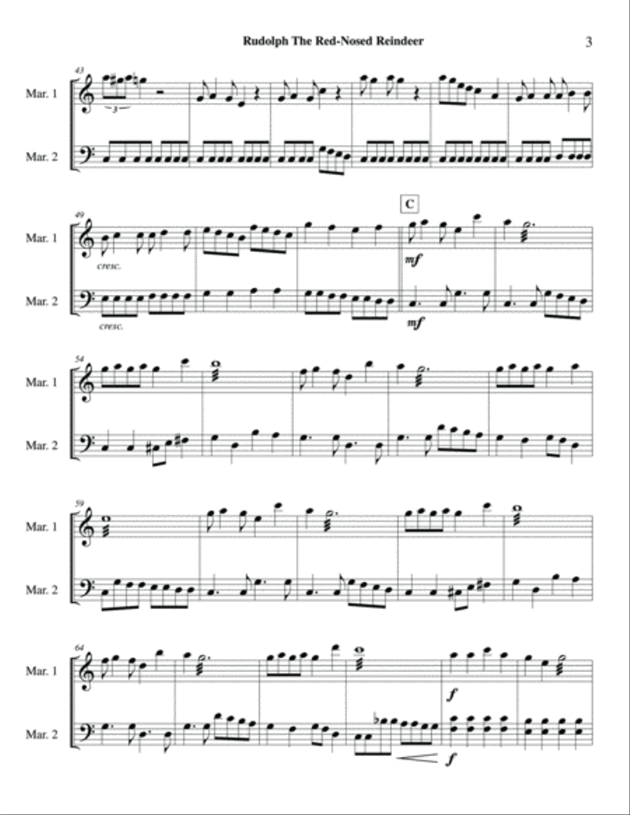 Rudolph The Red-nosed Reindeer Percussion scores gallery preview page 4