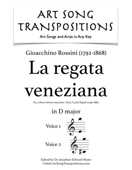 ROSSINI: La regata veneziana (transposed to D major)