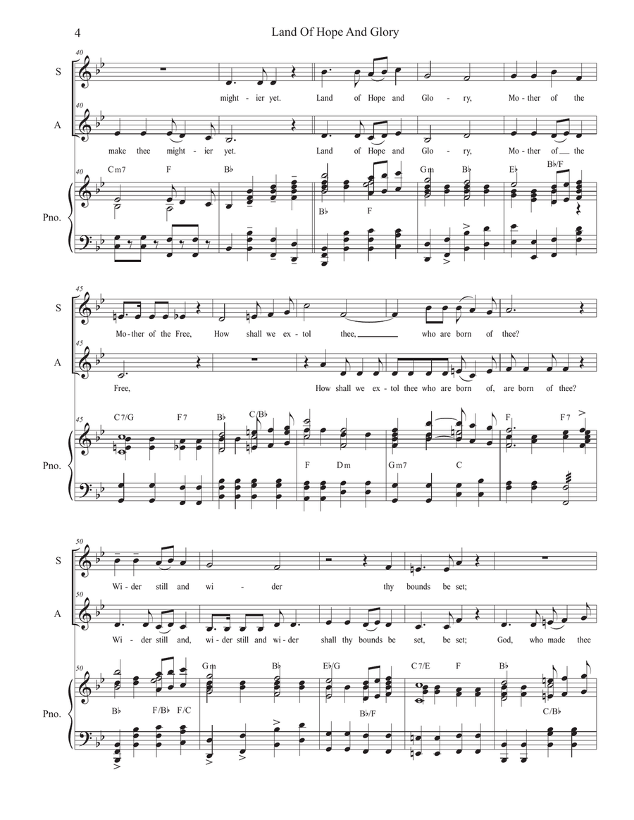 Land Of Hope And Glory (Pomp and Circumstance) (Duet for Soprano and Alto solo) Alto Voice scores gallery preview page 4