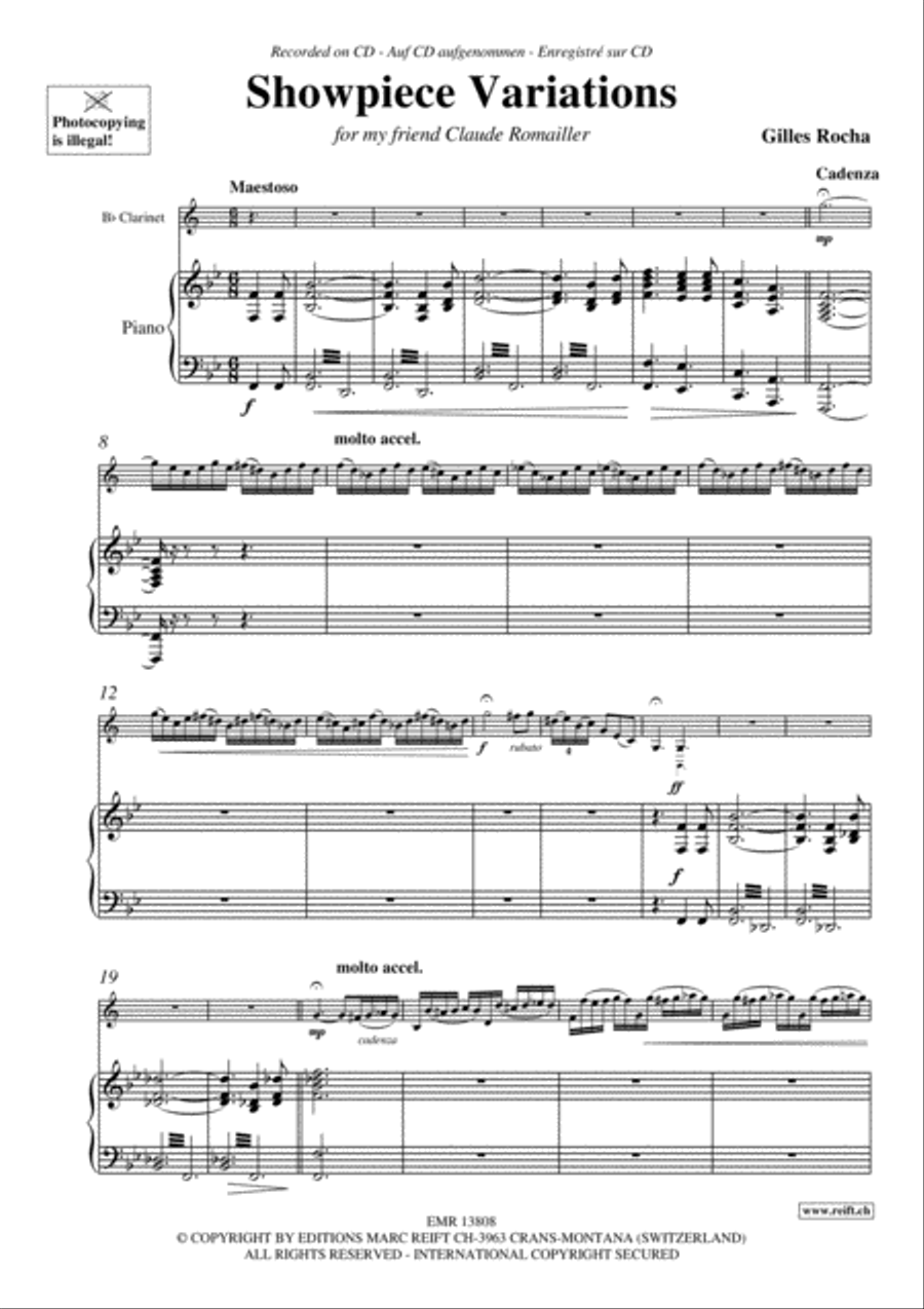 Showpiece Variations Clarinet Solo scores gallery preview page 4