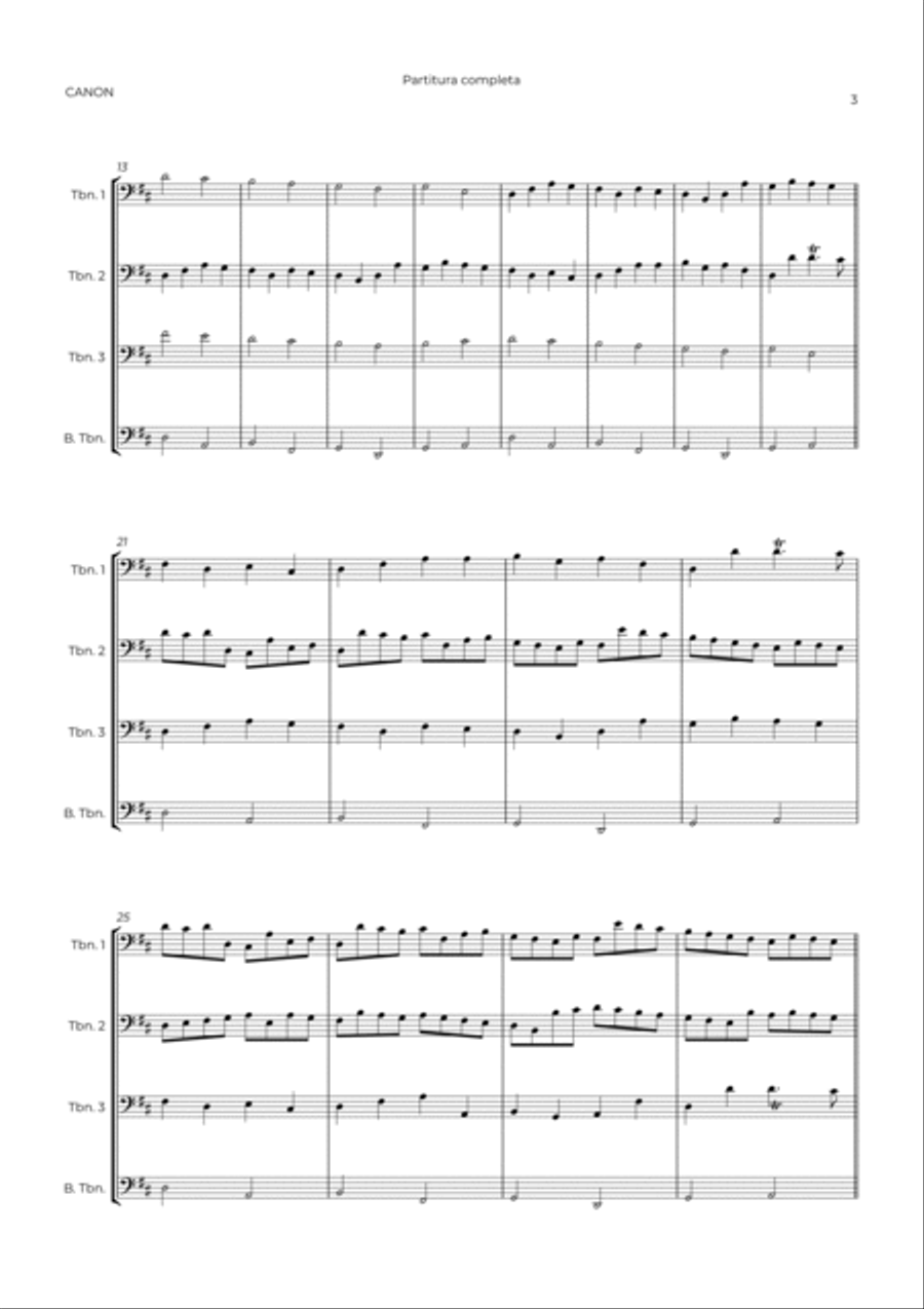 CANON IN D - TROMBONE QUARTET Trombone Quartet scores gallery preview page 3