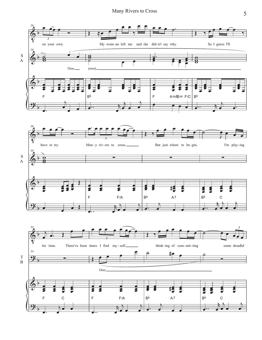 Many Rivers To Cross 4-Part scores gallery preview page 5