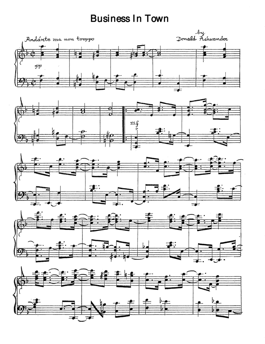 Business In Town Piano Solo scores gallery preview page 1
