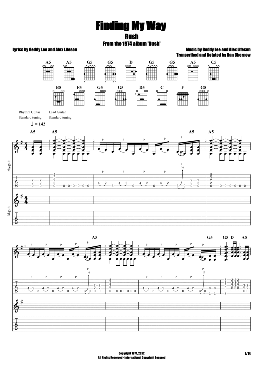 Finding My Way Electric Guitar scores gallery preview page 1