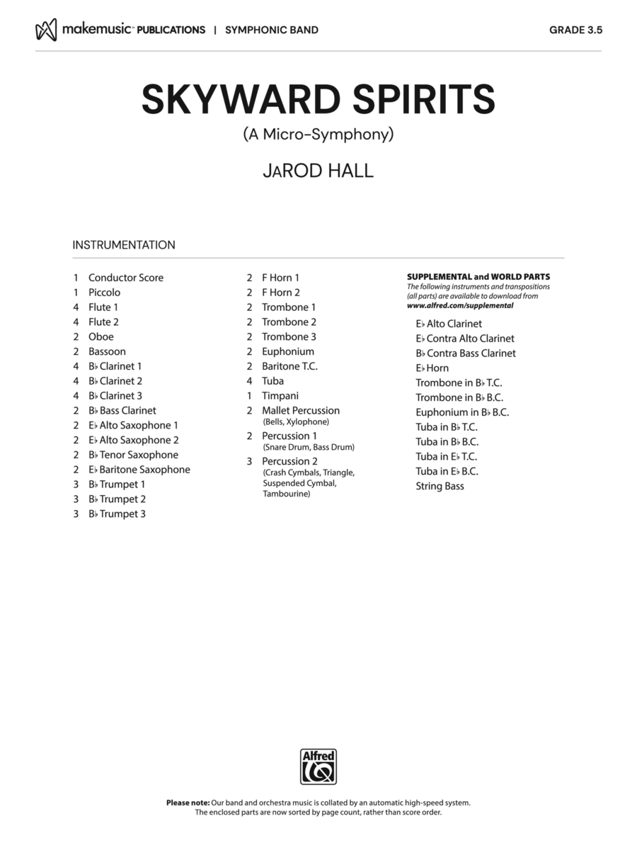 Skyward Spirits: Score Skyward Spirits: Score Concert Band scores gallery preview page 1