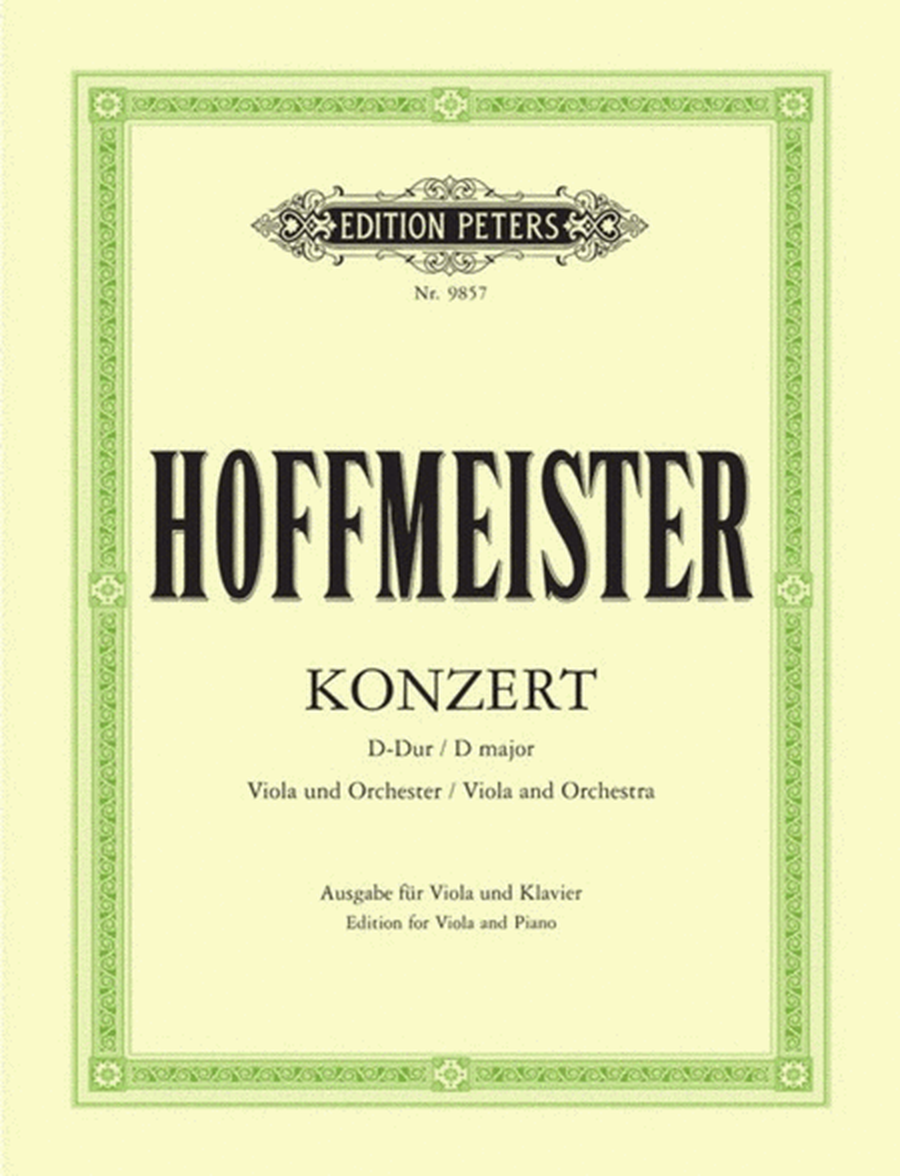 Hoffmeister - Concerto In D Viola/Piano