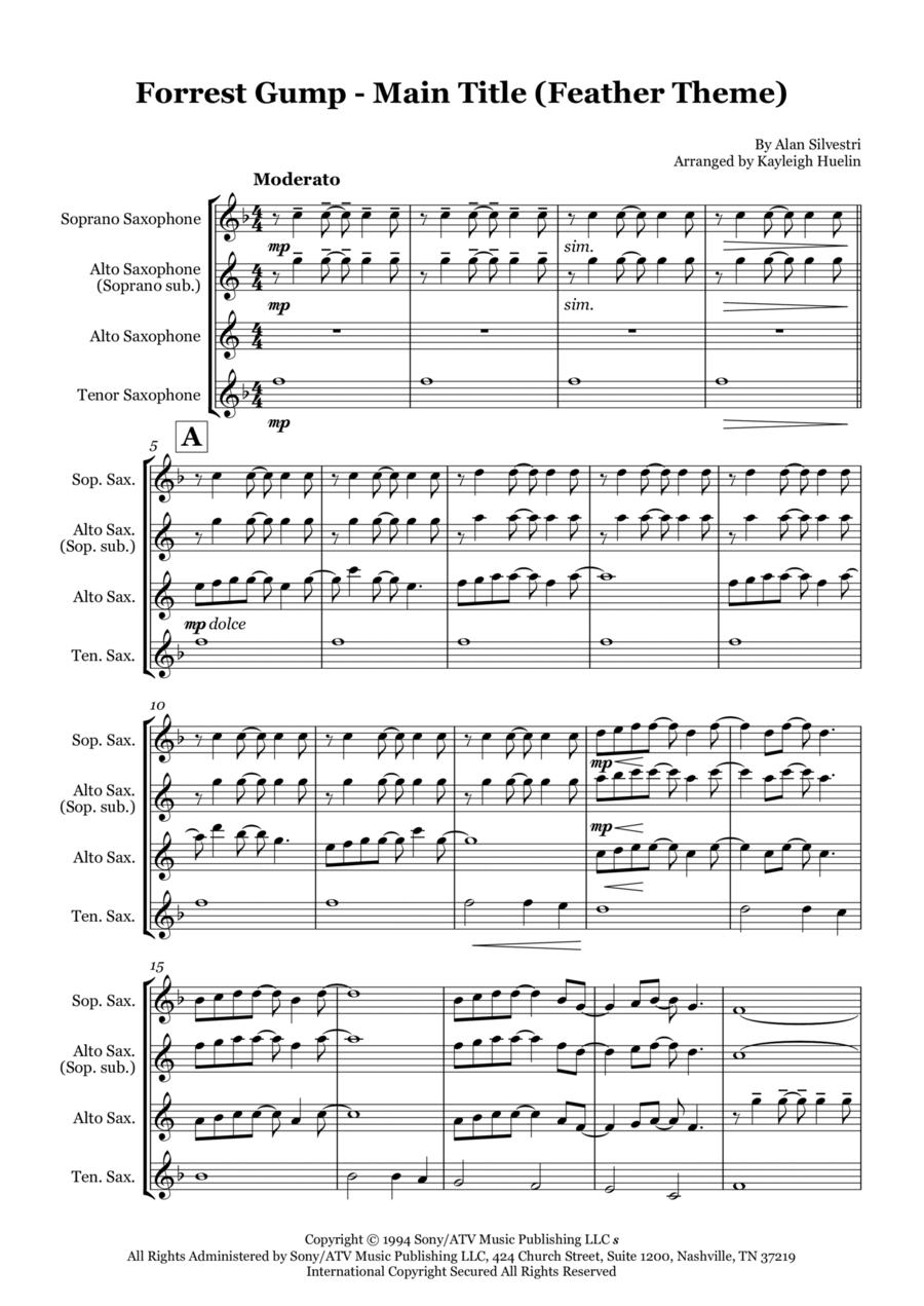 Forrest Gump - Main Title (feather Theme) Forrest Gump - Main Title (feather Theme) Woodwind Trio scores gallery preview page 1