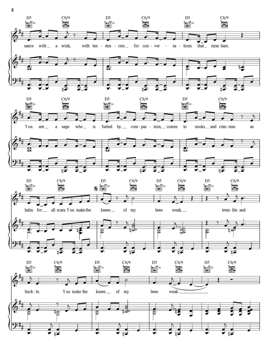 Knees Of My Bees Piano, Vocal, Guitar scores gallery preview page 2