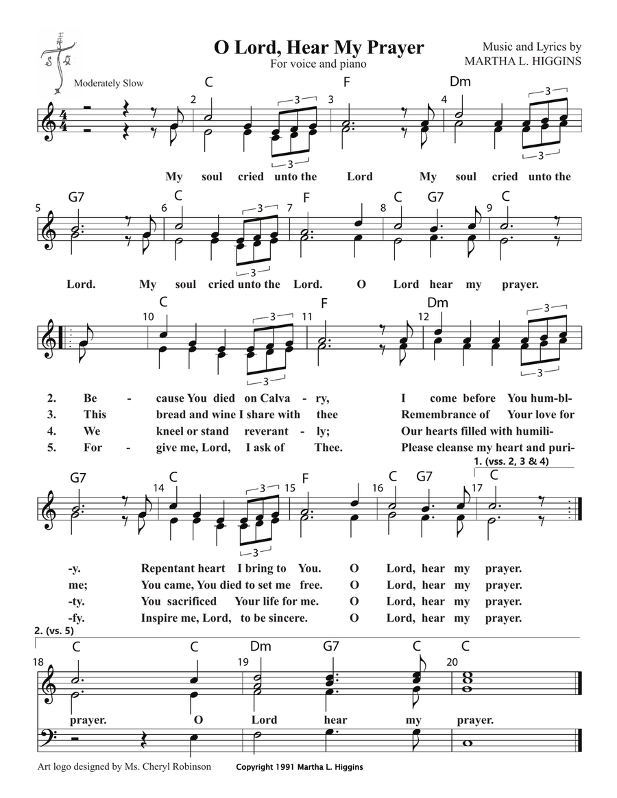 O Lord, Hear My Prayer Piano, Vocal scores gallery preview page 1